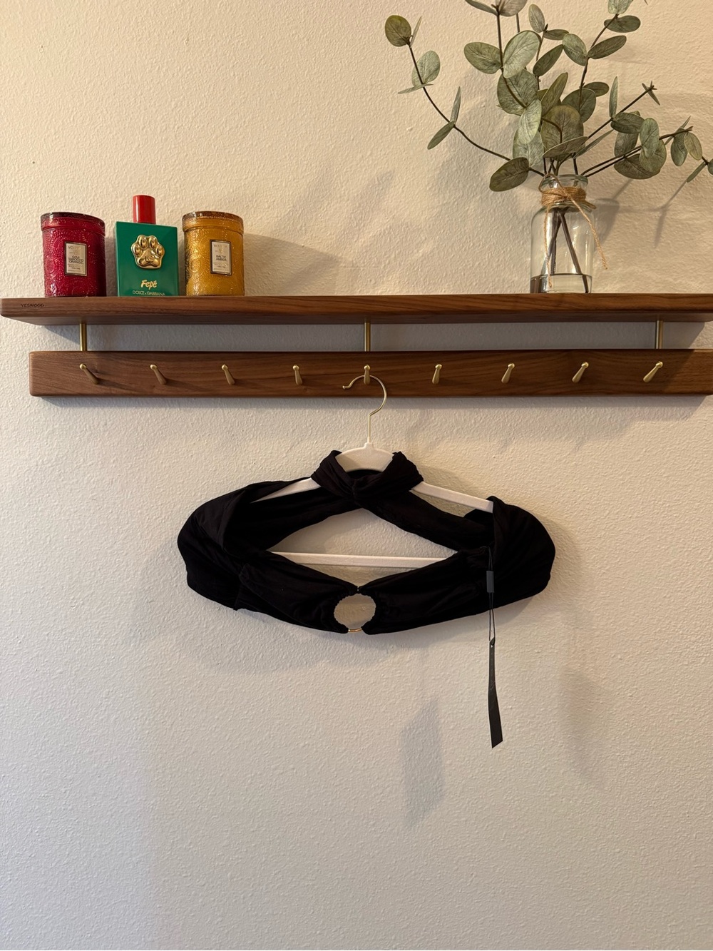 Indah Black Knotted top with Ring Accent